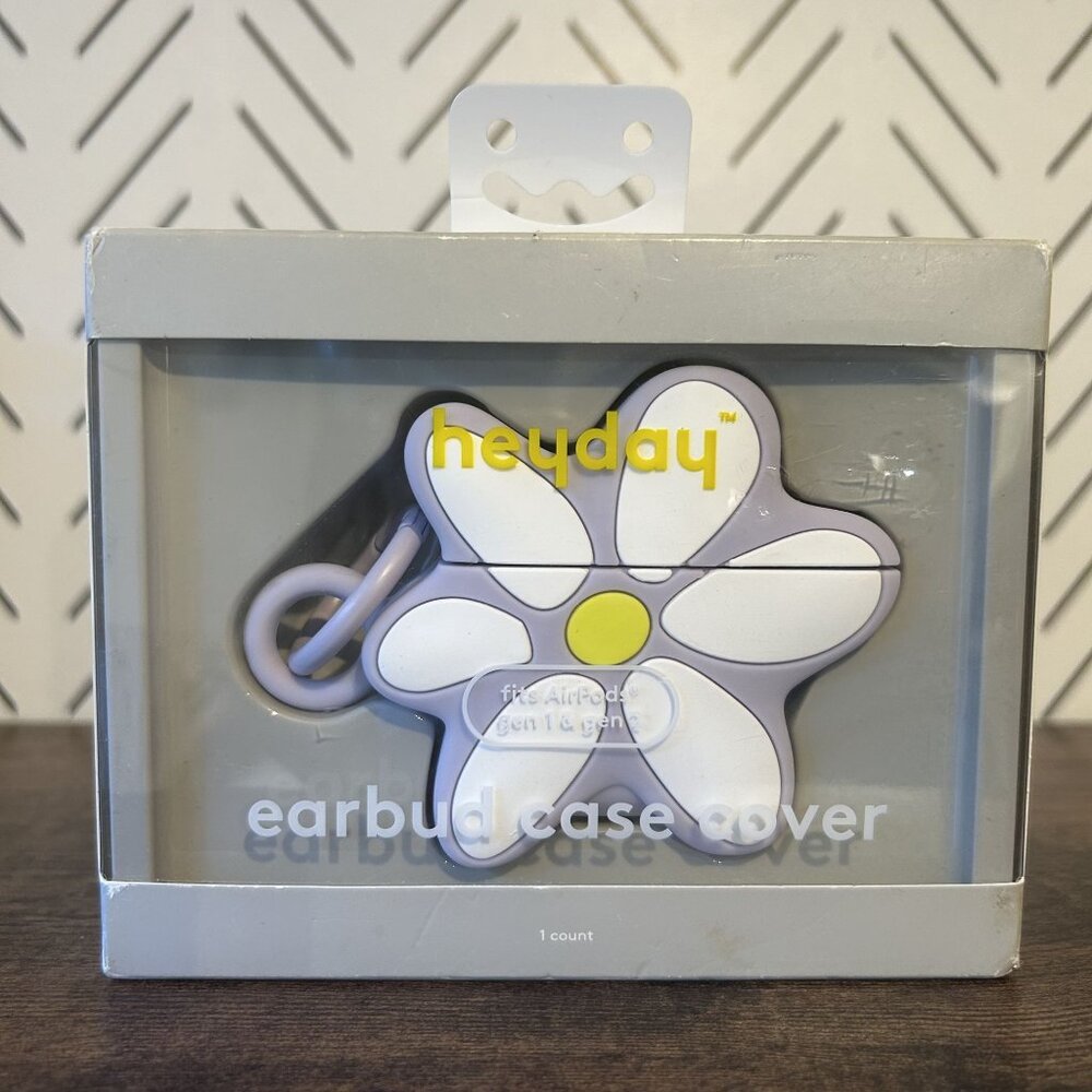 NEW Heyday Soft Purple Flower Daisy AirPods Case Cover Generation 1 & 2 Clip